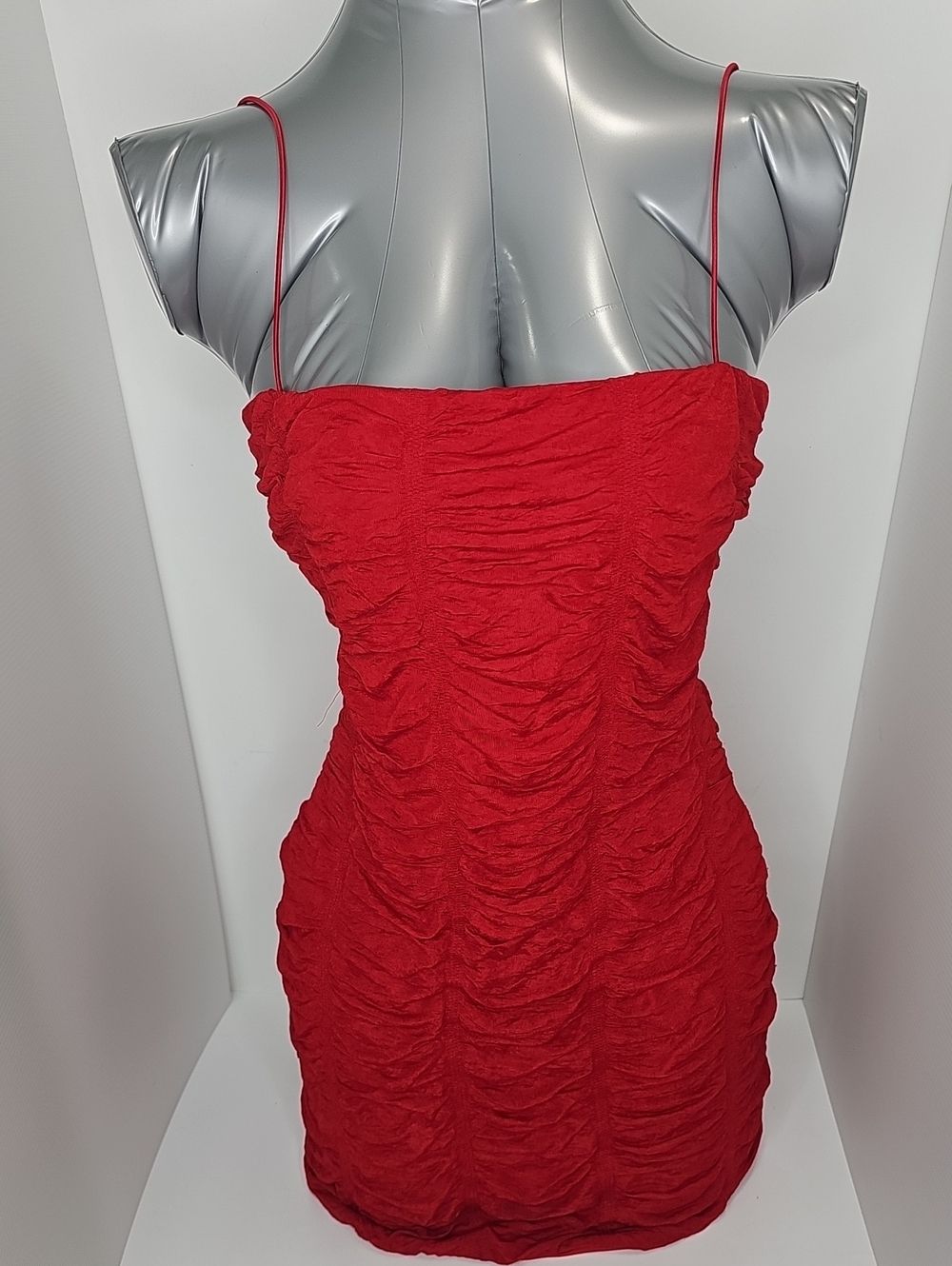 Windsor Red Ruched Spaghetti Strap Dress Size Small.